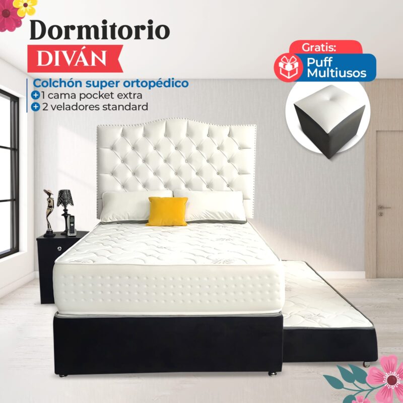 Combo Completo Linea Diván 2 Plazas (Todos los colores)